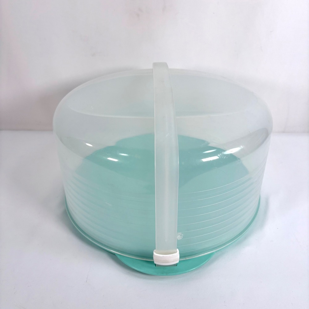 Tupperware Cake Taker Mint Green Reversible Base Translucent Lid 1256 1257 - Picture 2 of 7
